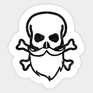 Skull and Beard - Black Sticker